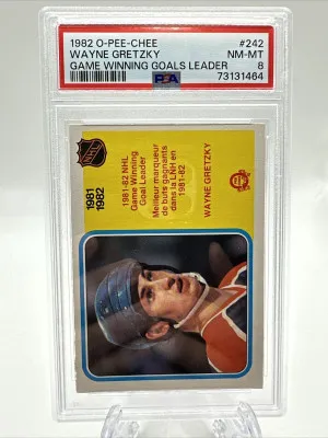 1982-83 O-PEE-CHEE #242 Wayne Gretzky GWG LEADER PSA 8 front